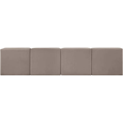 Rummi Taupe Velvet Performance Fabric Upholstered 4pc. Modular Sofa