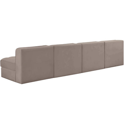 Rummi Taupe Velvet Performance Fabric Upholstered 4pc. Modular Sofa