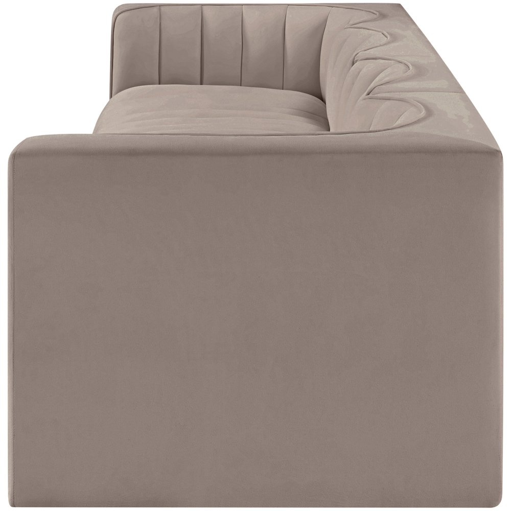 Rummi Taupe Velvet Performance Fabric Upholstered 4pc. Modular Sofa