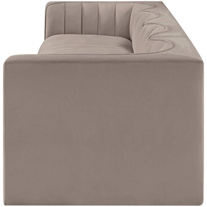 Rummi Taupe Velvet Performance Fabric Upholstered 4pc. Modular Sofa