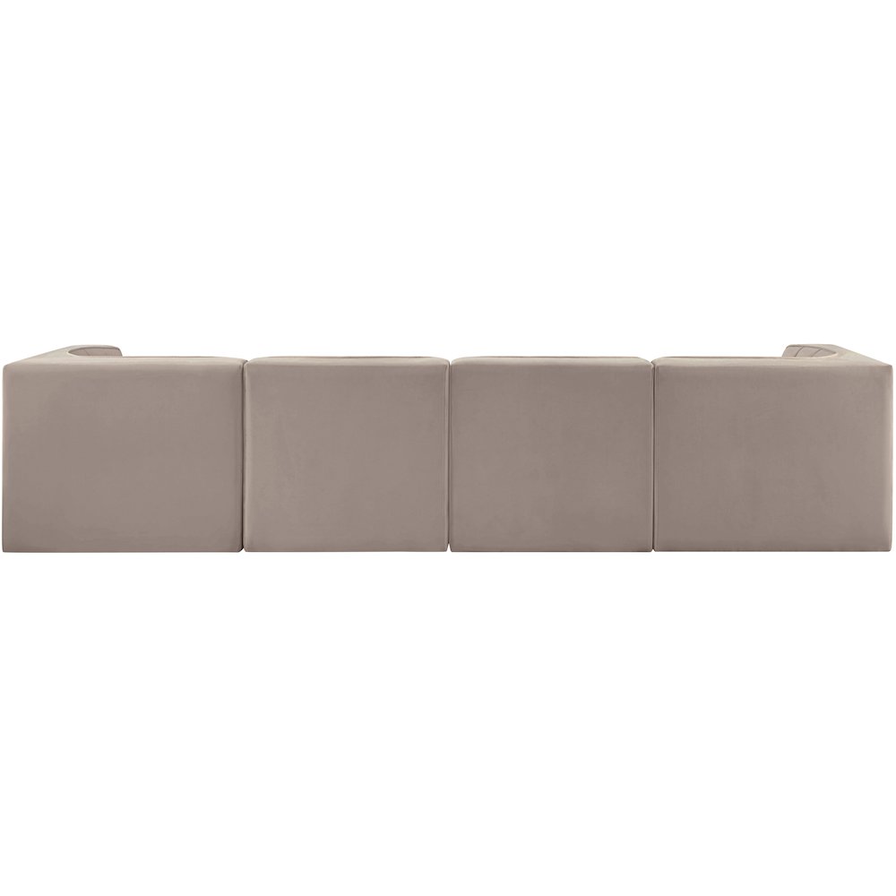 Rummi Taupe Velvet Performance Fabric Upholstered 4pc. Modular Sofa