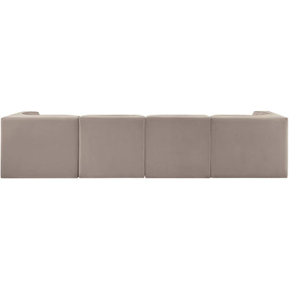 Rummi Taupe Velvet Performance Fabric Upholstered 4pc. Modular Sofa