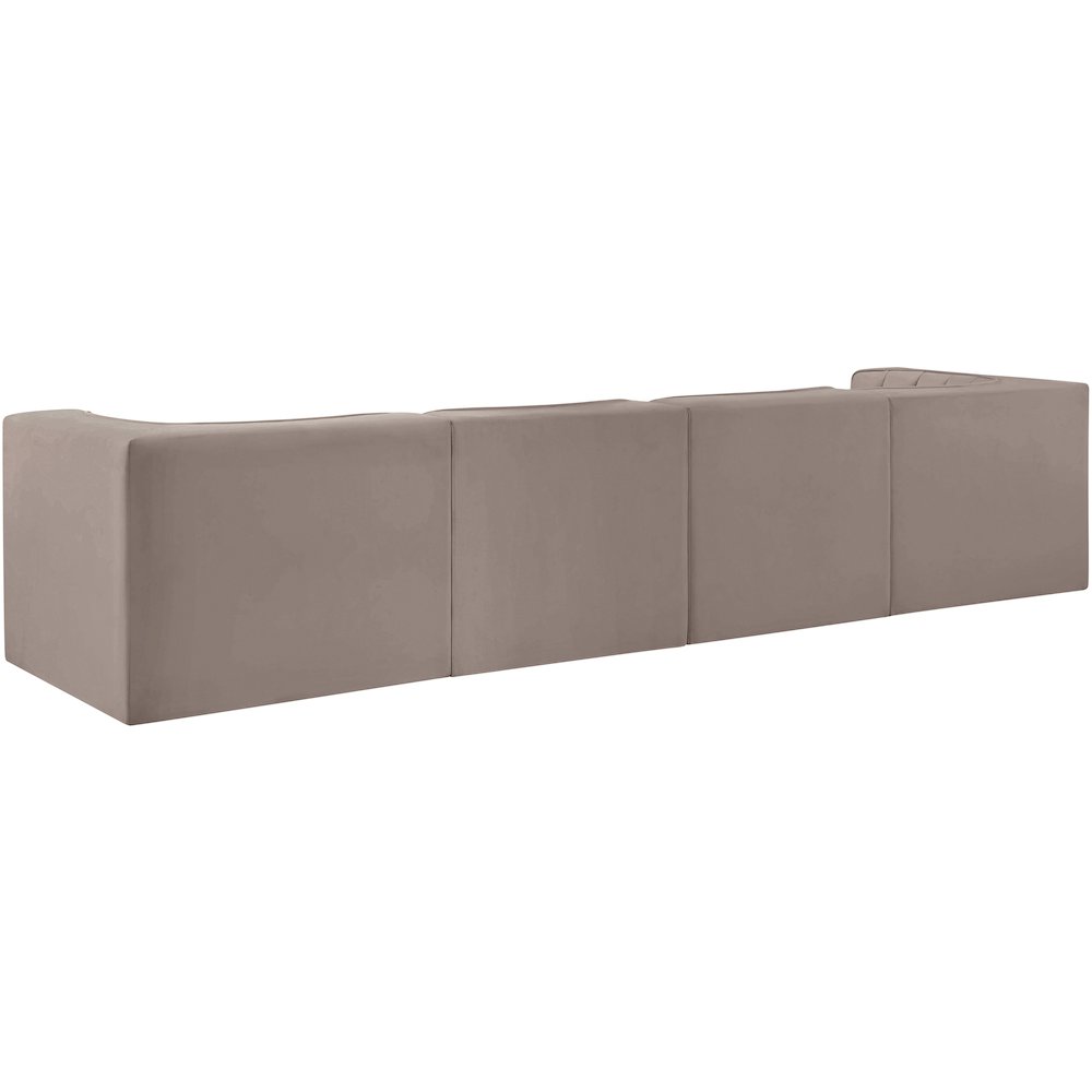 Rummi Taupe Velvet Performance Fabric Upholstered 4pc. Modular Sofa