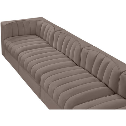 Rummi Taupe Velvet Performance Fabric Upholstered 4pc. Modular Sofa