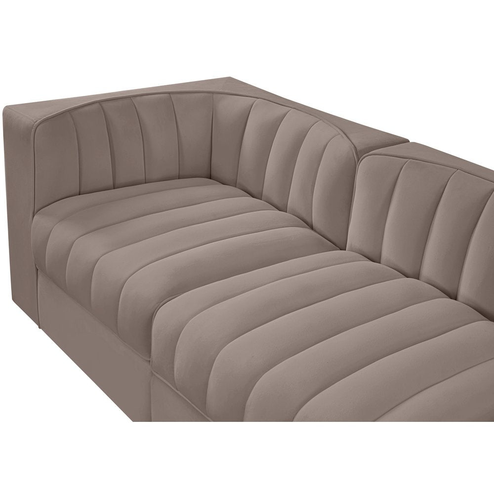 Rummi Taupe Velvet Performance Fabric Upholstered 5pc. Modular Sofa