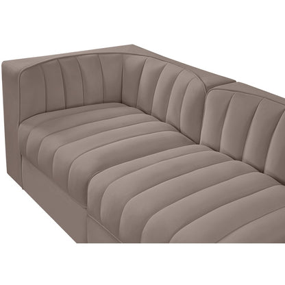 Rummi Taupe Velvet Performance Fabric Upholstered 5pc. Modular Sofa