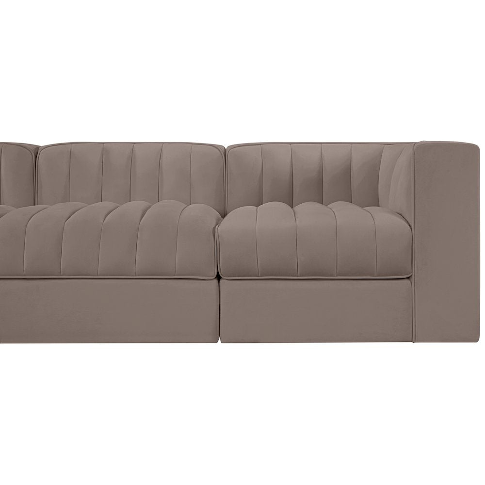 Rummi Taupe Velvet Performance Fabric Upholstered 5pc. Modular Sofa