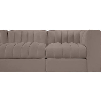 Rummi Taupe Velvet Performance Fabric Upholstered 5pc. Modular Sofa