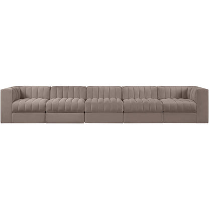 Rummi Taupe Velvet Performance Fabric Upholstered 5pc. Modular Sofa
