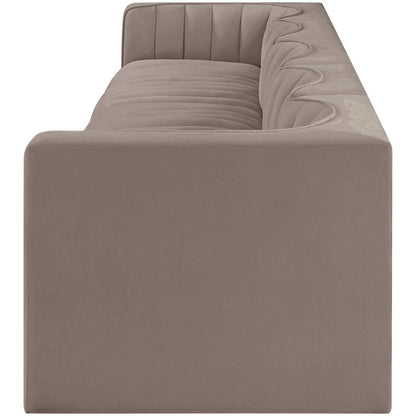 Rummi Taupe Velvet Performance Fabric Upholstered 5pc. Modular Sofa