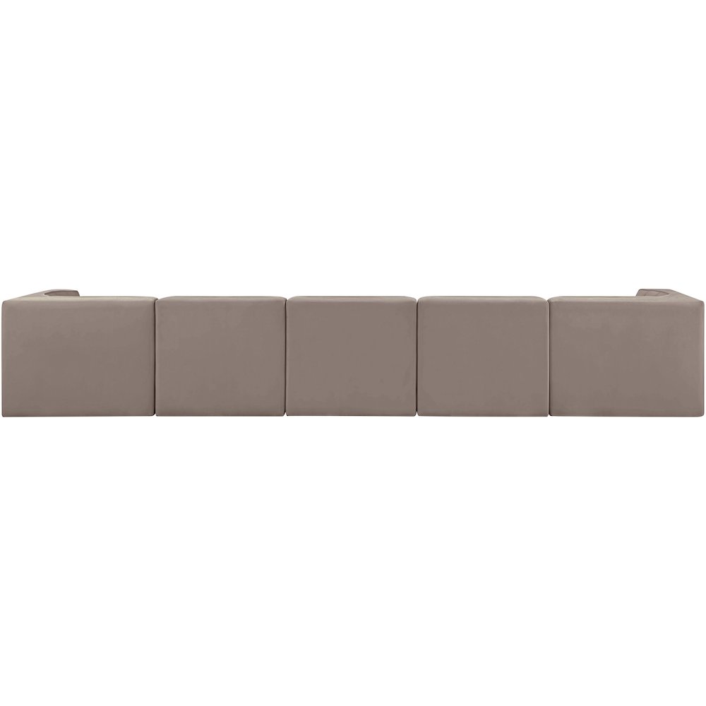 Rummi Taupe Velvet Performance Fabric Upholstered 5pc. Modular Sofa