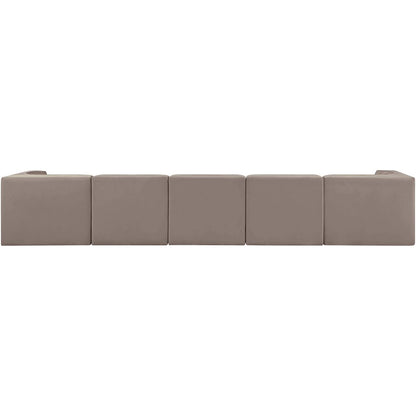 Rummi Taupe Velvet Performance Fabric Upholstered 5pc. Modular Sofa