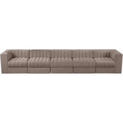 Rummi Taupe Velvet Performance Fabric Upholstered 5pc. Modular Sofa