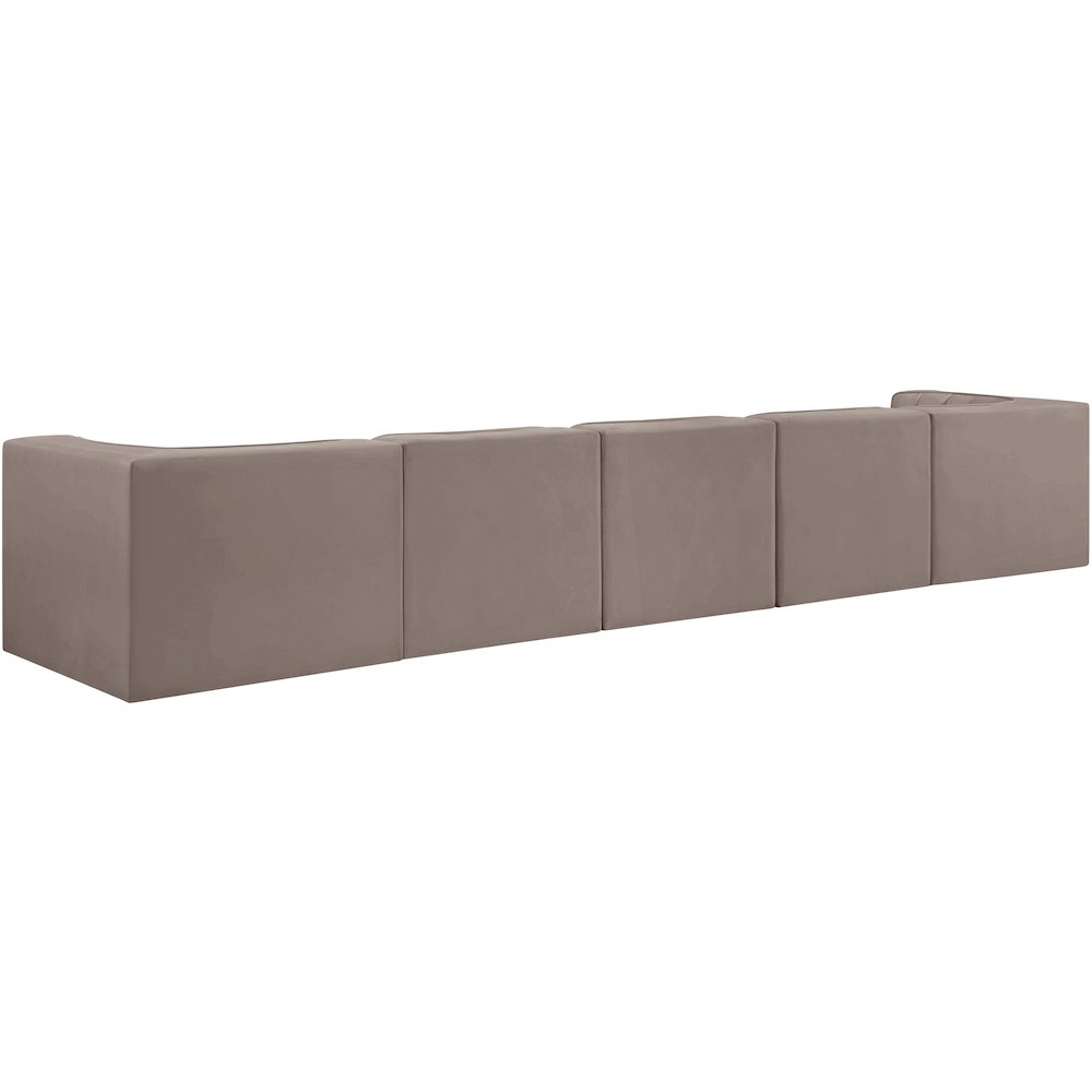 Rummi Taupe Velvet Performance Fabric Upholstered 5pc. Modular Sofa