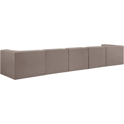 Rummi Taupe Velvet Performance Fabric Upholstered 5pc. Modular Sofa