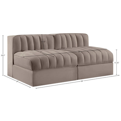 Rummi Taupe Velvet Performance Fabric Upholstered 2pc. Modular Loveseat