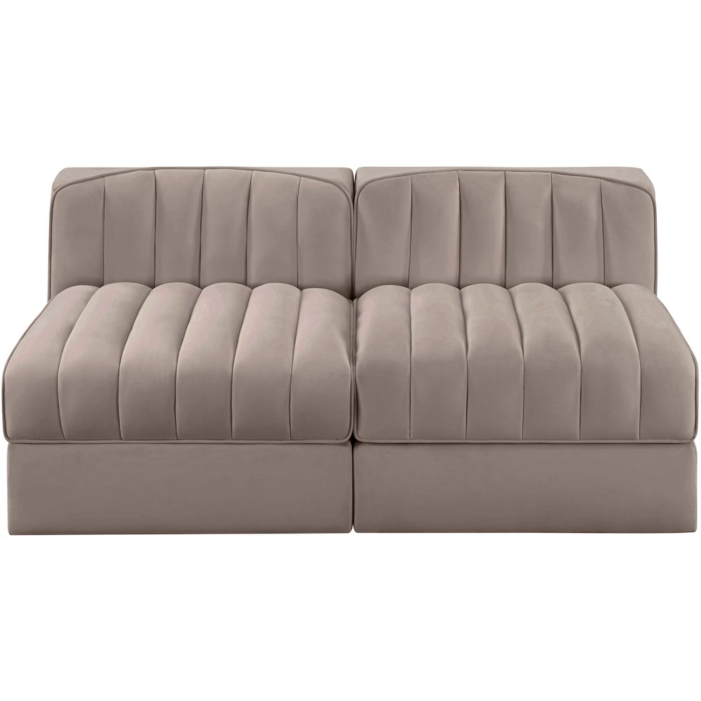 Rummi Taupe Velvet Performance Fabric Upholstered 2pc. Modular Loveseat