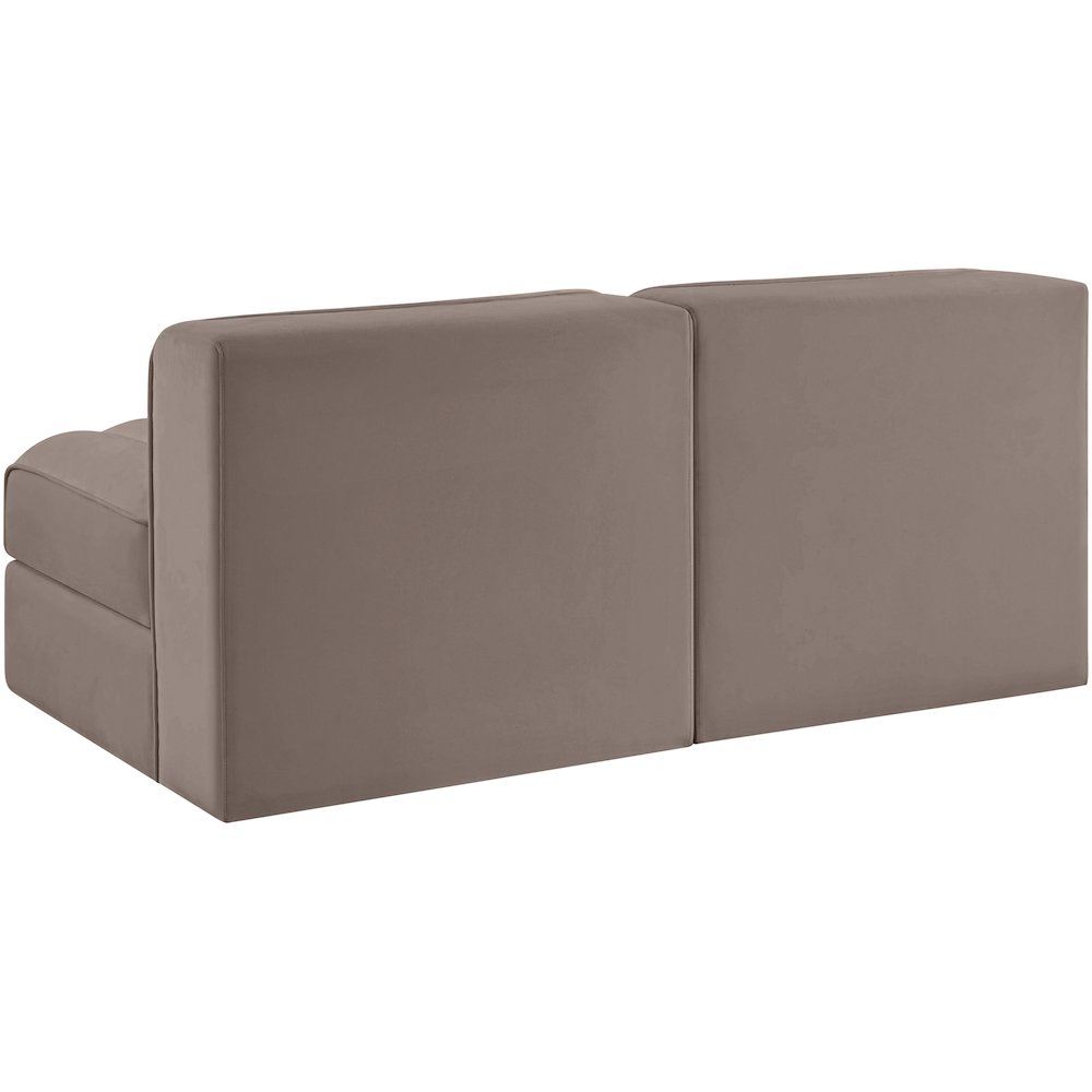 Rummi Taupe Velvet Performance Fabric Upholstered 2pc. Modular Loveseat