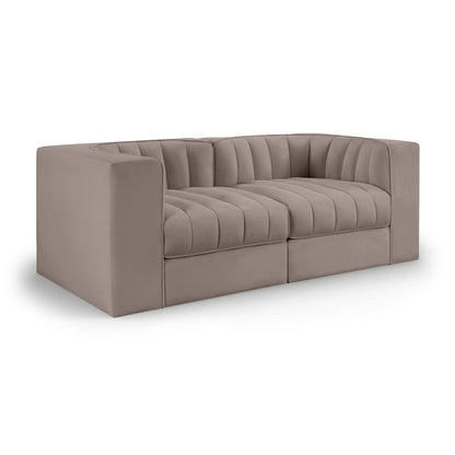 Rummi Taupe Velvet Performance Fabric Upholstered 2pc. Modular Loveseat
