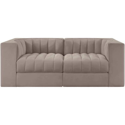 Rummi Taupe Velvet Performance Fabric Upholstered 2pc. Modular Loveseat