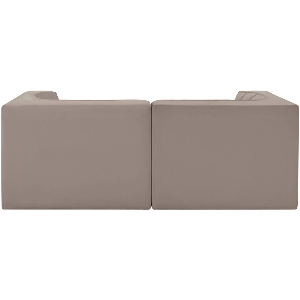 Rummi Taupe Velvet Performance Fabric Upholstered 2pc. Modular Loveseat