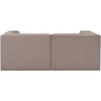 Rummi Taupe Velvet Performance Fabric Upholstered 2pc. Modular Loveseat