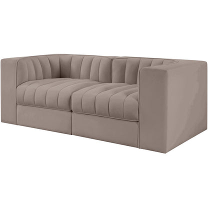 Rummi Taupe Velvet Performance Fabric Upholstered 2pc. Modular Loveseat