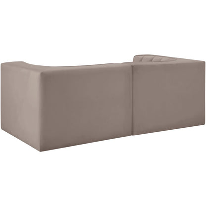 Rummi Taupe Velvet Performance Fabric Upholstered 2pc. Modular Loveseat