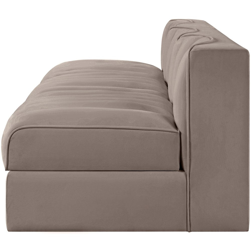 Rummi Taupe Velvet Performance Fabric Upholstered 3pc. Modular Sofa