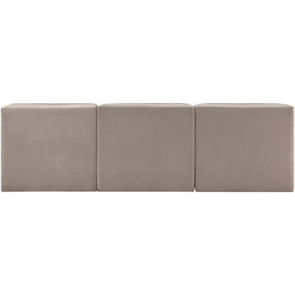 Rummi Taupe Velvet Performance Fabric Upholstered 3pc. Modular Sofa