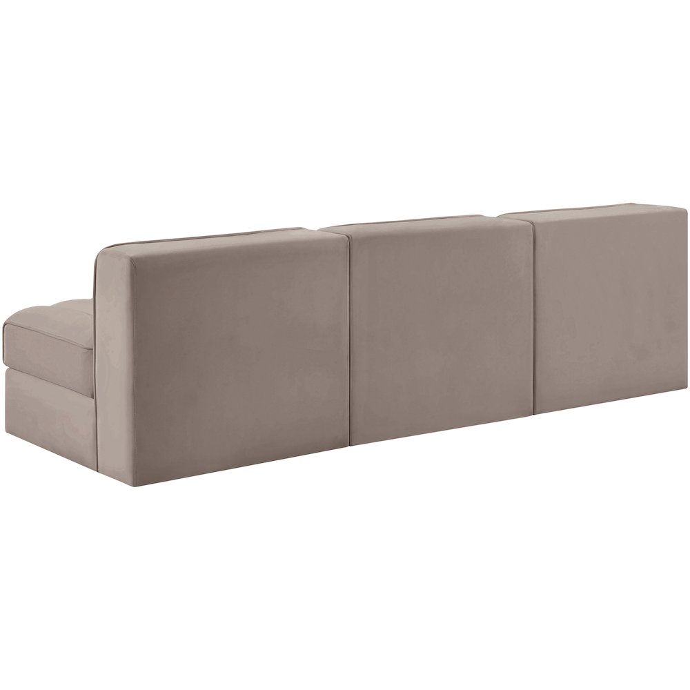 Rummi Taupe Velvet Performance Fabric Upholstered 3pc. Modular Sofa