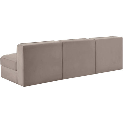 Rummi Taupe Velvet Performance Fabric Upholstered 3pc. Modular Sofa