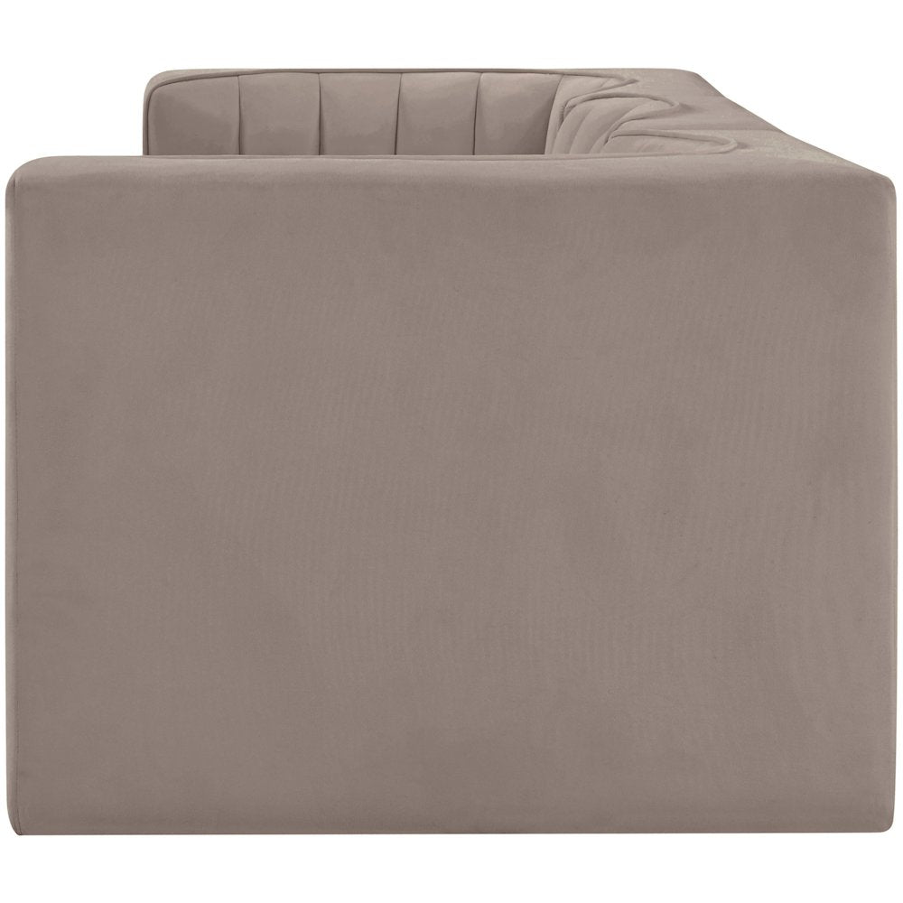 Rummi Taupe Velvet Performance Fabric Upholstered 3pc. Modular Sofa