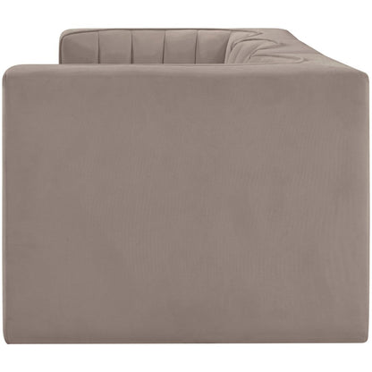 Rummi Taupe Velvet Performance Fabric Upholstered 3pc. Modular Sofa