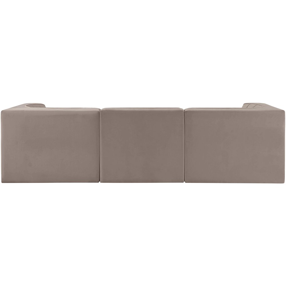 Rummi Taupe Velvet Performance Fabric Upholstered 3pc. Modular Sofa