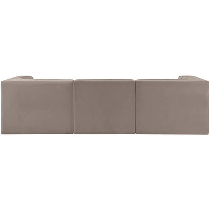 Rummi Taupe Velvet Performance Fabric Upholstered 3pc. Modular Sofa