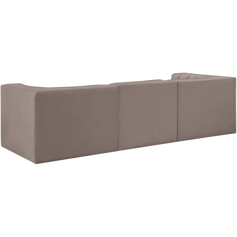 Rummi Taupe Velvet Performance Fabric Upholstered 3pc. Modular Sofa