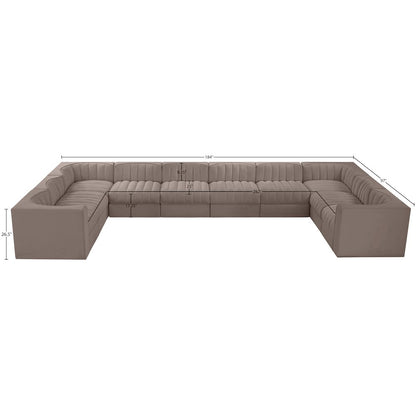 Rummi Taupe Velvet Performance Fabric Upholstered 10pc. Modular Sectional