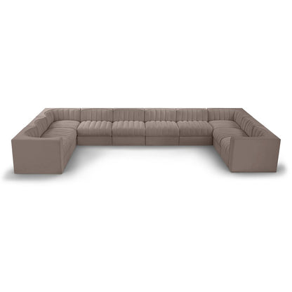Rummi Taupe Velvet Performance Fabric Upholstered 10pc. Modular Sectional