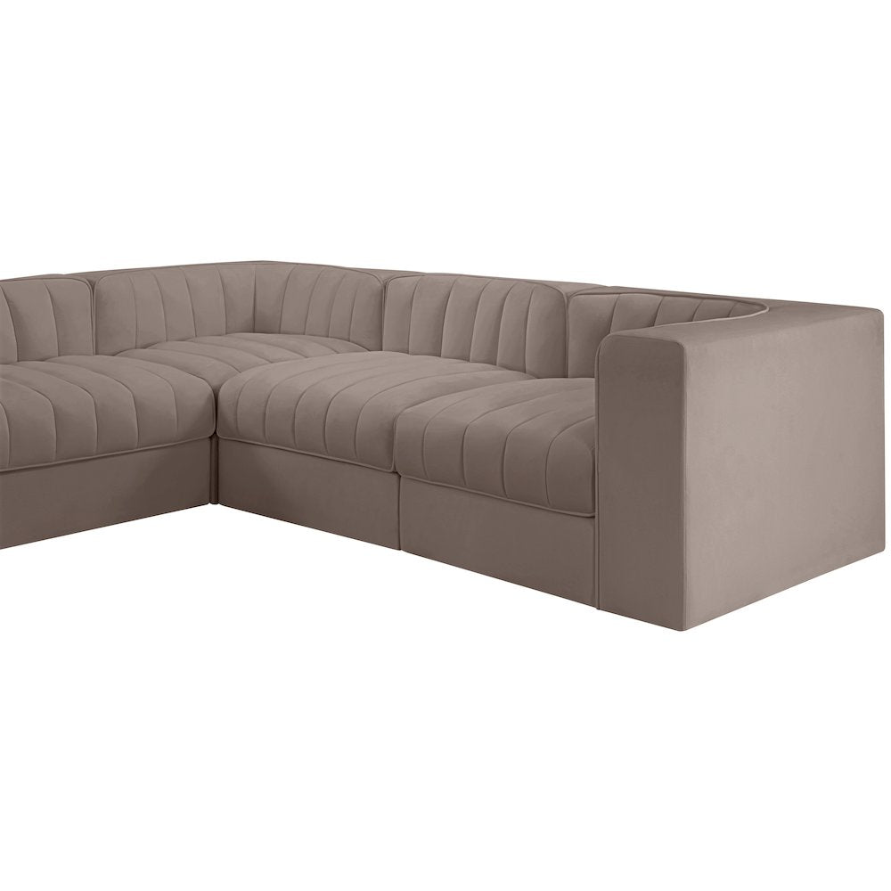 Rummi Taupe Velvet Performance Fabric Upholstered 10pc. Modular Sectional