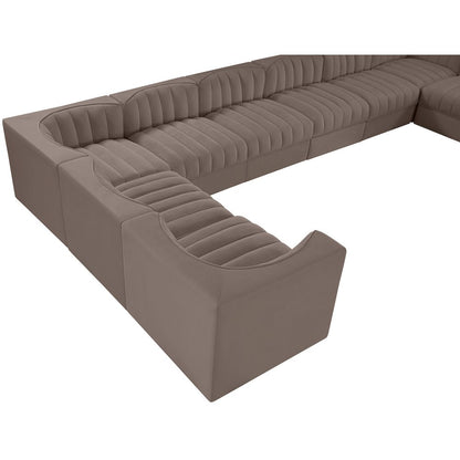 Rummi Taupe Velvet Performance Fabric Upholstered 10pc. Modular Sectional