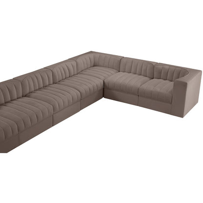 Rummi Taupe Velvet Performance Fabric Upholstered 10pc. Modular Sectional