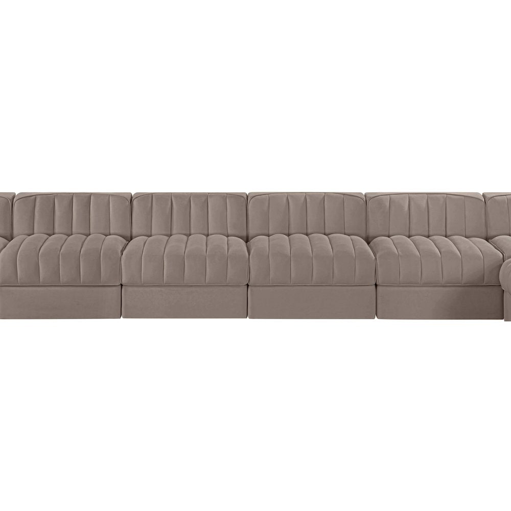 Rummi Taupe Velvet Performance Fabric Upholstered 10pc. Modular Sectional
