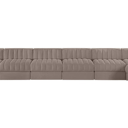 Rummi Taupe Velvet Performance Fabric Upholstered 10pc. Modular Sectional