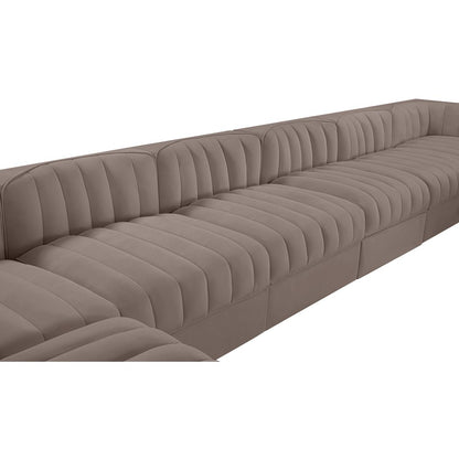 Rummi Taupe Velvet Performance Fabric Upholstered 10pc. Modular Sectional