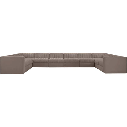 Rummi Taupe Velvet Performance Fabric Upholstered 10pc. Modular Sectional