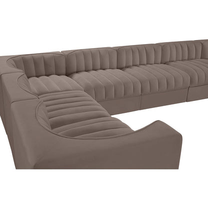 Rummi Taupe Velvet Performance Fabric Upholstered 10pc. Modular Sectional