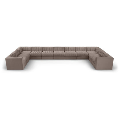 Rummi Taupe Velvet Performance Fabric Upholstered 11pc. Modular Sectional