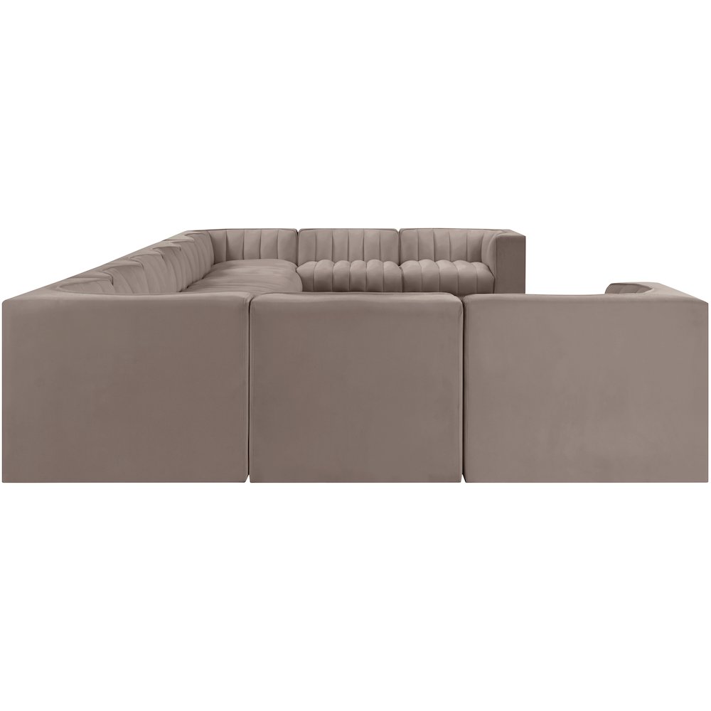 Rummi Taupe Velvet Performance Fabric Upholstered 11pc. Modular Sectional