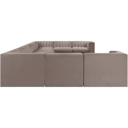 Rummi Taupe Velvet Performance Fabric Upholstered 11pc. Modular Sectional